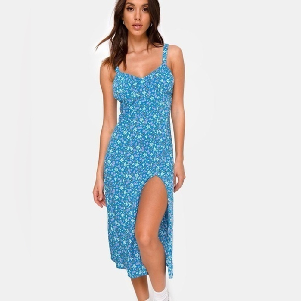 Motel Rocks Jova Midi Dress In Bloom Baby Blue Size Medium